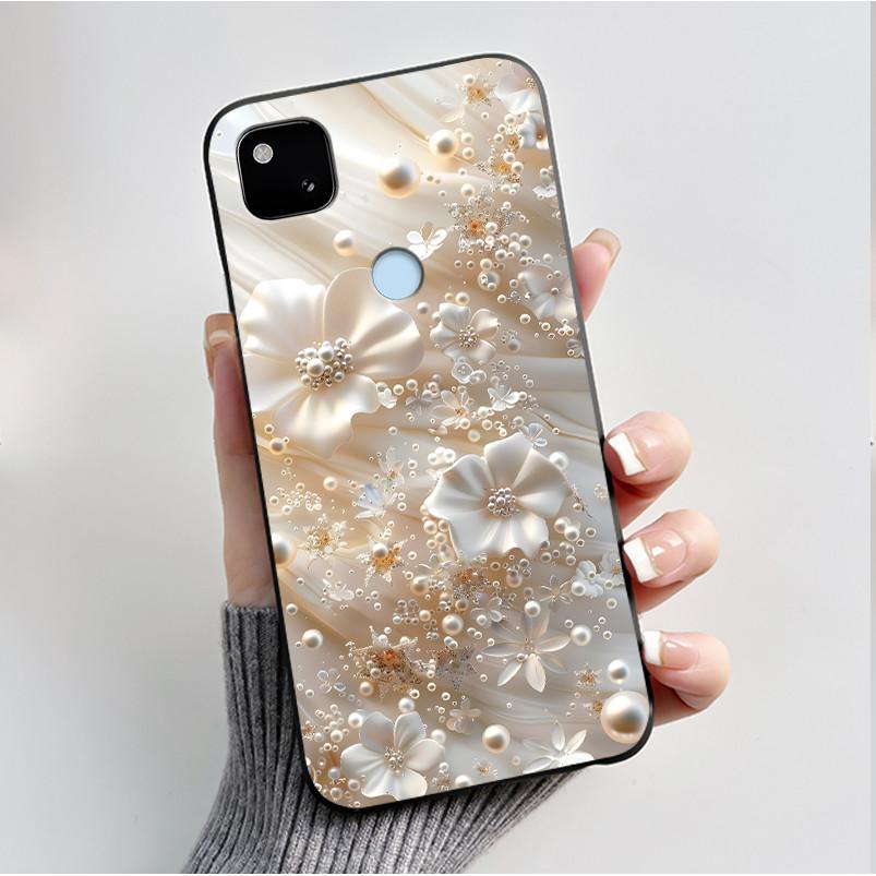 Case For Google Pixel 4a Luxury Fashion Butterfly Flowers Soft Matte TPU Silicon Back Cover Black For Pixel4a 4G 5G Phone Case