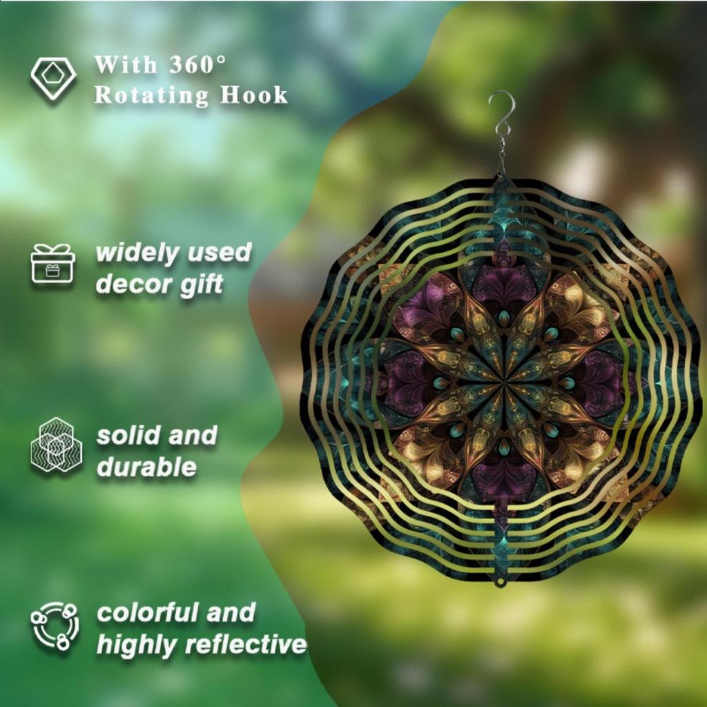 360 Degree Rotating Hook 10 Inch Hanging Wind Spinner for Balcony Garden Decoration Artistic Wind Spinner Outdoor Decor