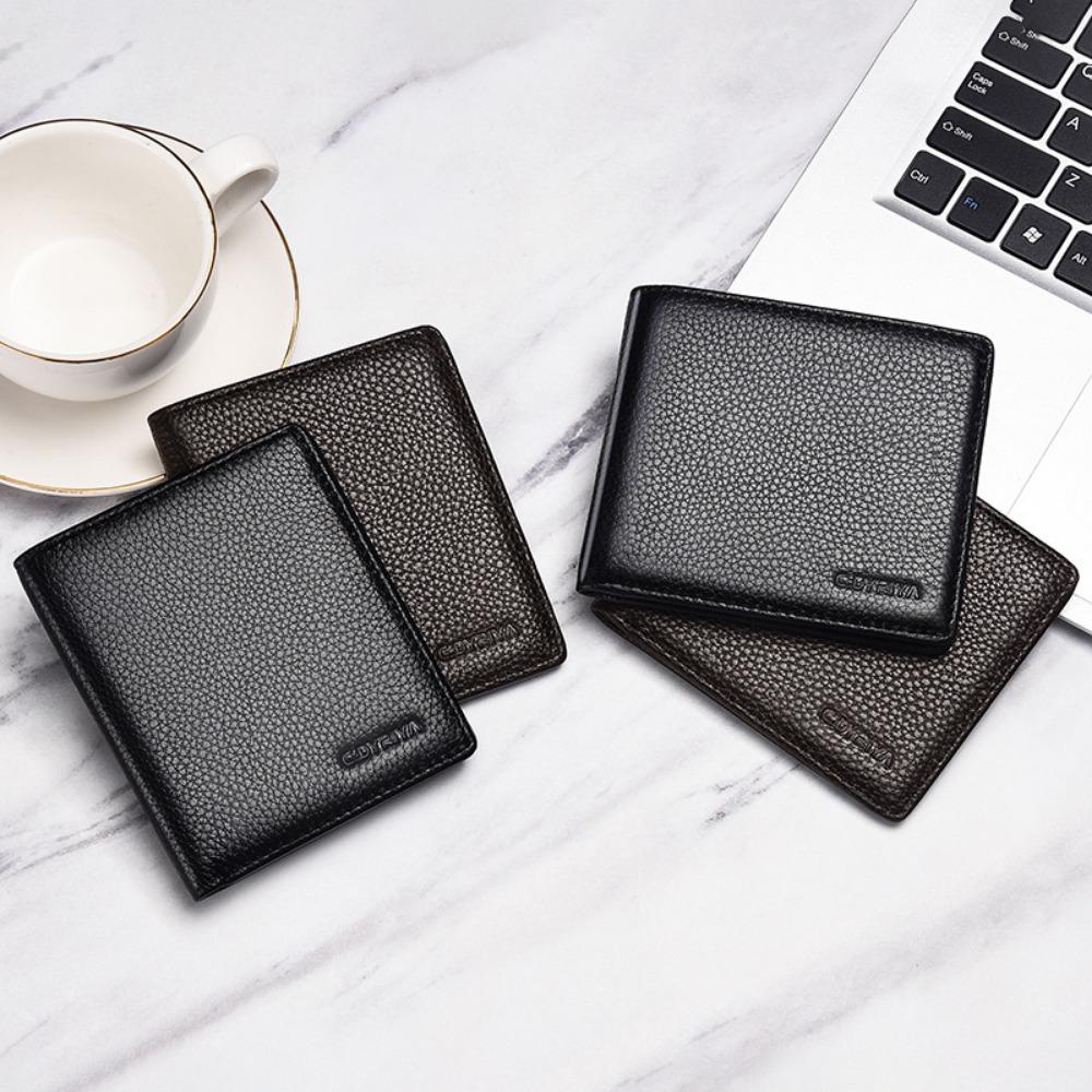 Leather Wallet Men's Short Thin Change Wallet Card Bag Simple First-layer Cowhide Wallet