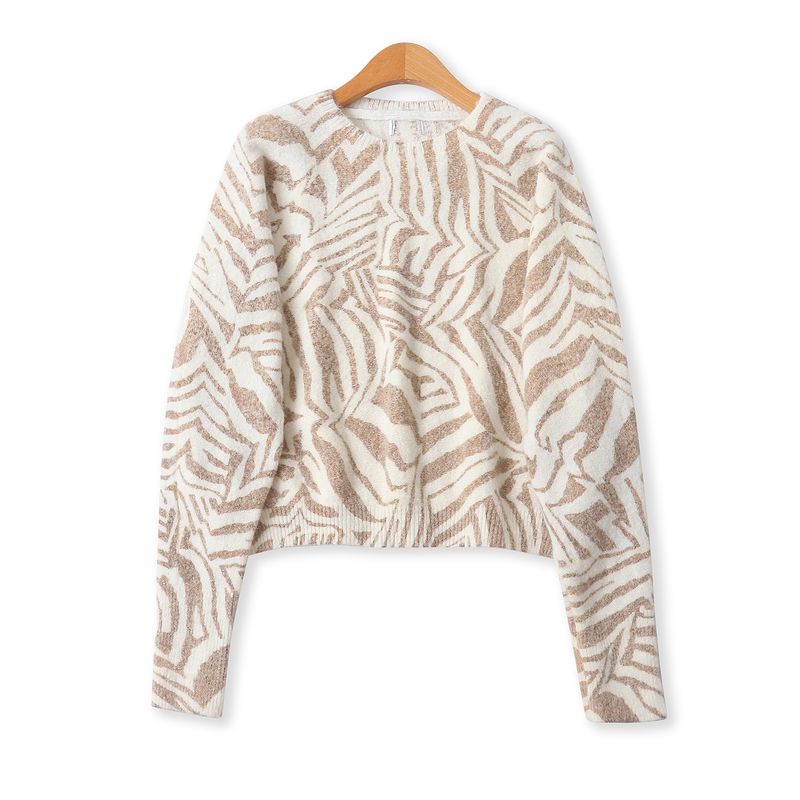 

Мохеровый красочный цветущий свитер Осень и Зима Новая женская одежда иностранной торговли Круглый вырез Пуловер Длинный рукав Большой размер Свободный 32644 Bai Pin Ka B-17-19-1 M