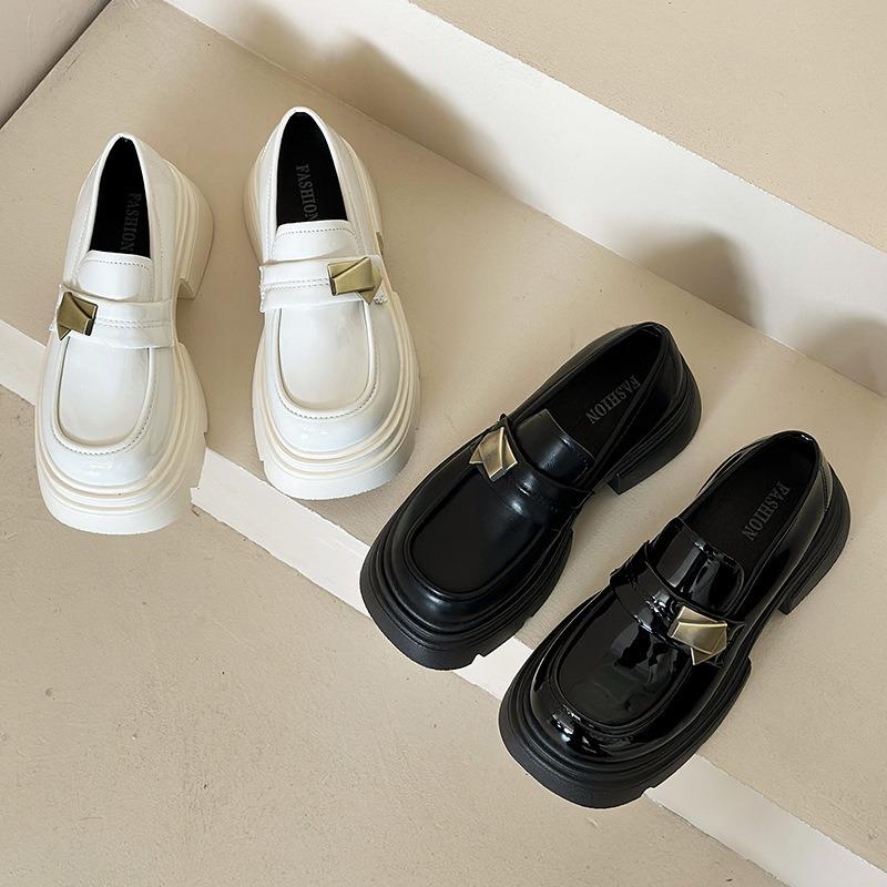 Fashion platform women's new spring British small leather shoes, genuine leather single shoes, spring and autumn high heels