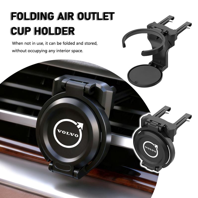 Car Air Vent Folding Drink Coffee Cup Storage Holder Accessories For Volvo XC60 V40 V50 XC90 S60 V90 V70 XC40 V60 S90 AWD S80