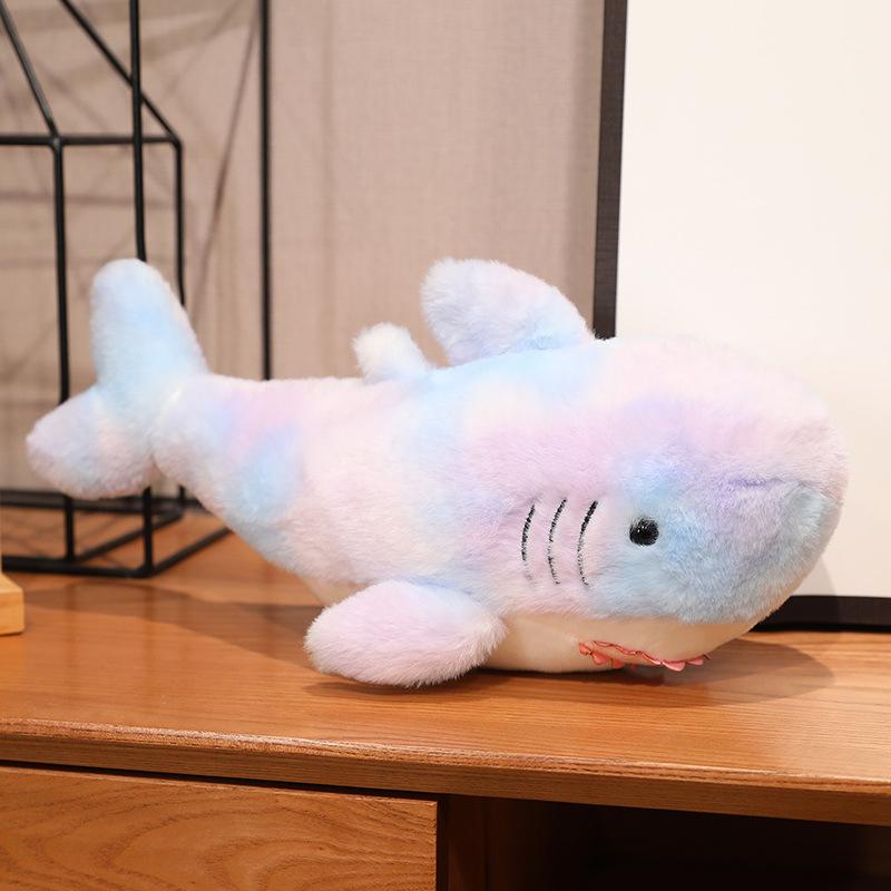 Cute Abu Shark Pillow Tie-Dye Big Shark Doll Plush Toy Catching Machine Doll Children's Gift