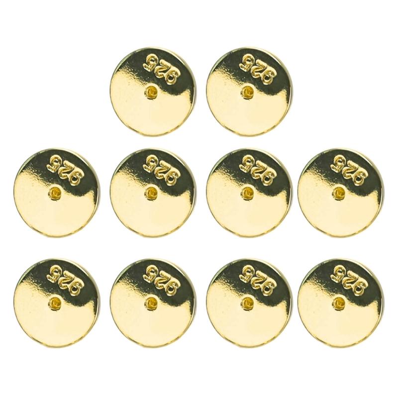 10pcs Metal Earring Stopper Plugs Secure Ear Studs Back Clasps Accessories Earrings Closures for Jewelry Enthusiasts