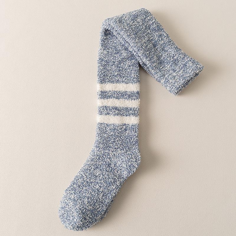 Kniehohe Socken aus Korallenfleece, Verdickte Winter-Langbein-Kniepolster aus Fleece, Locker sitzende Socken für ältere Menschen, Herren-Hausschlafsocken für den Boden