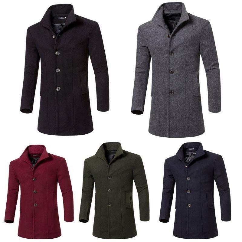Luxurious Trench Coat Fashion Men's Jacket Winter Warm Wool Coat Outwear Long Overcoat