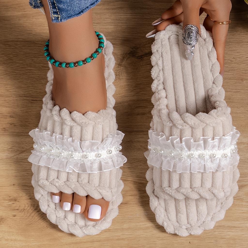 Fashion 2025 New Winter Women Strap House Slippers Ladies Soft Comfortable Slippers Home Solid Color Plush Flat Shoes Slides Women