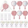 30pcs/Set Mirror Plastic Compact Mirrors with Rose Design Bridal Thank You Card Yarn Bag Wedding Party Gift Bridal Shower Favors