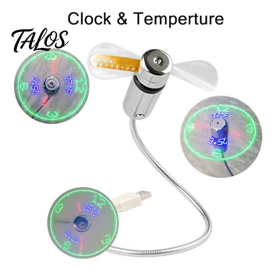 Kreative Mini-USB-LED-Uhr Echtzeit-Temperaturanzeige Sommer-Kühlventilator