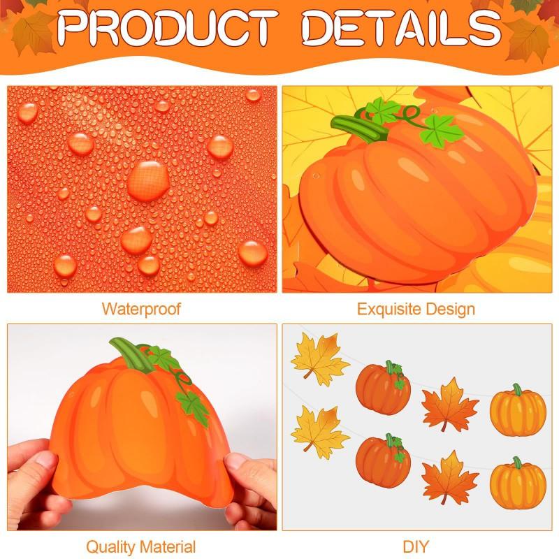 Thanksgiving Party Decorations Set With Maple Leaf Banner Flags Paper Hanging Garlands Home Office Event Backdrop