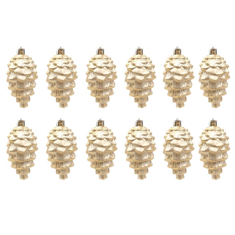 

2Pieces Shimmering Pinecone Holiday Decorations Not Traditional Design Christmas Hanging Ornaments золотий