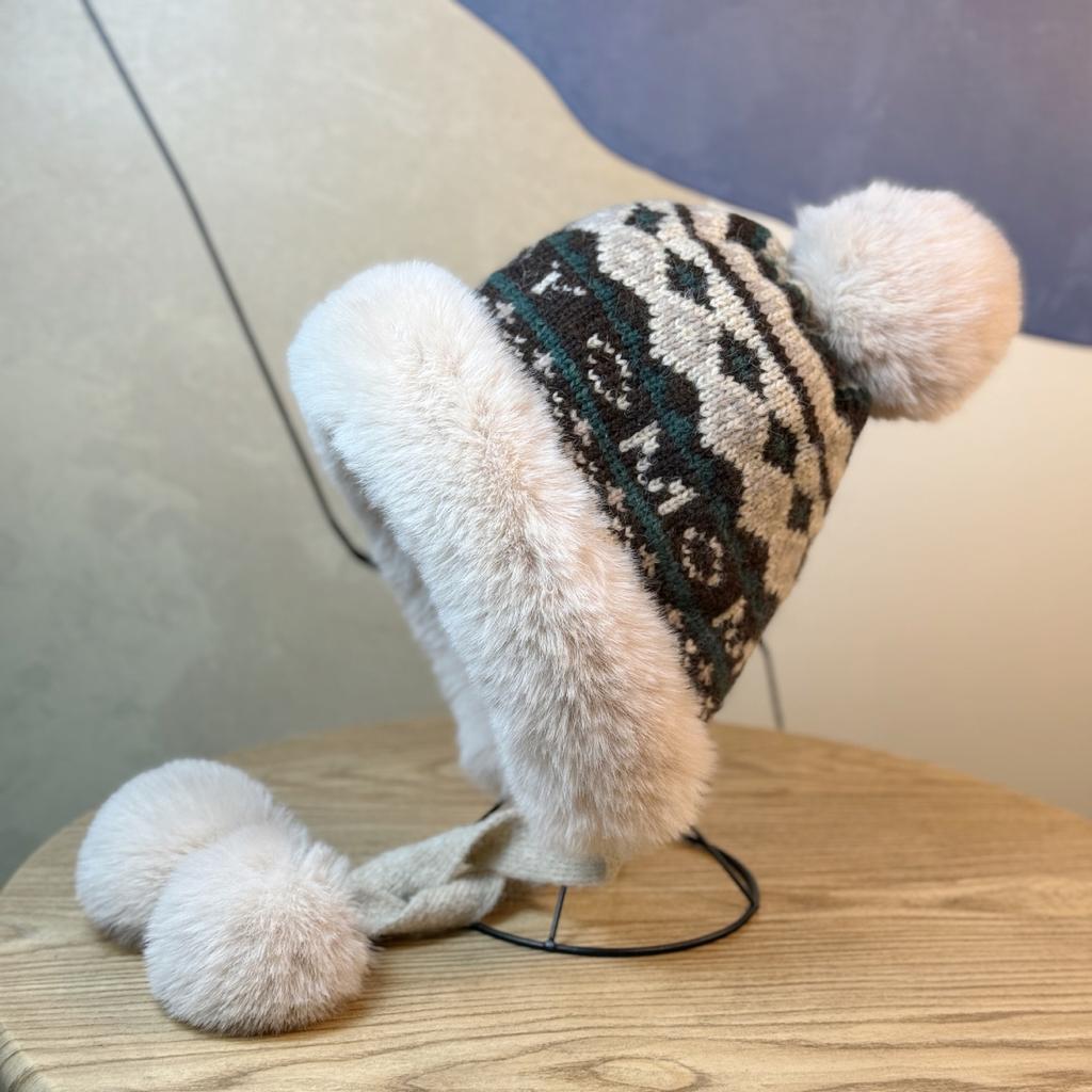 Winter new velvet warm Lei Feng hat outdoor cold protection ear protection wool knitted hat children sweet and cute leisure