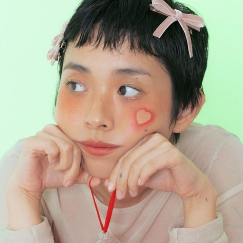 

LOVE ME MONSTER Velvet Love Ribbon M Hair Pin PINK