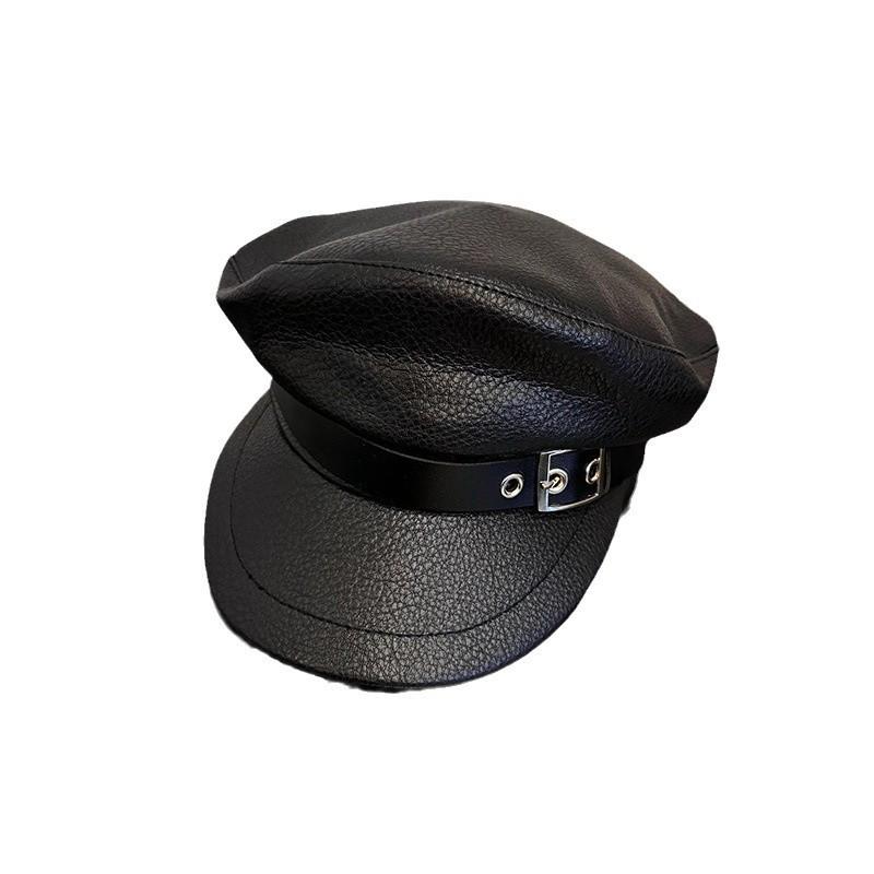 Retro Beret Hat For Women Pu Leather Sunshade And Warmth For Spring And Fall
