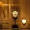 1 Pcs Retro Hollow Iron Table Lamp Creative Festive Desk Reading Light Night Light Bedroom Home Decor Lighting Fixture