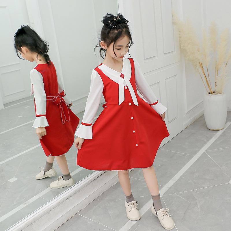 Girls' Fashionable Spring-Autumn Two-Piece Princess Dress