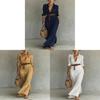 Elegante Polyester Blousejurk Met Ruches Details Voor Kantoor