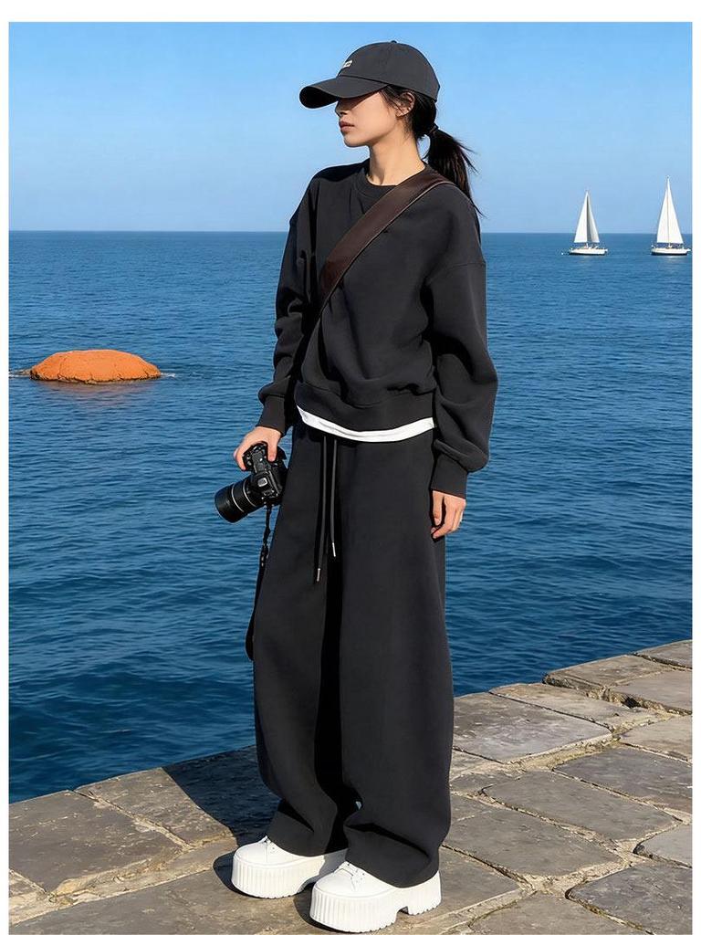 Women's High-End Fleece-Lined Sports Suit - Autumn/Winter Hoodie Two-Piece Set