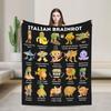Italské Brainrot Postavy Pastelové Meme Kreslené Deky Flanelové Jarní Podzimní Přehoz na Pohovku Gauč Plyšová Tenká Přikrývka