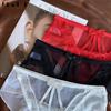 DKGEA 3Pcs Panties Sexy Low-Rise Briefs Lace Women Underwear Black White Red Transparent Underpants
