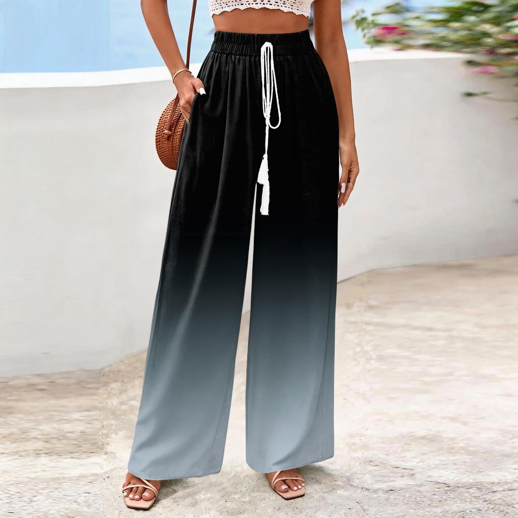 Women's Wide-Leg Casual Flowy Floral Print Pants