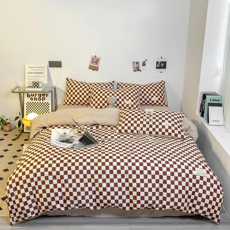 Black and White Plaid Duvet Cover Set Full, Geometric Grid Bedding Set Soft Lattice Checkerd Comforter Cover with 2 Pillowcases