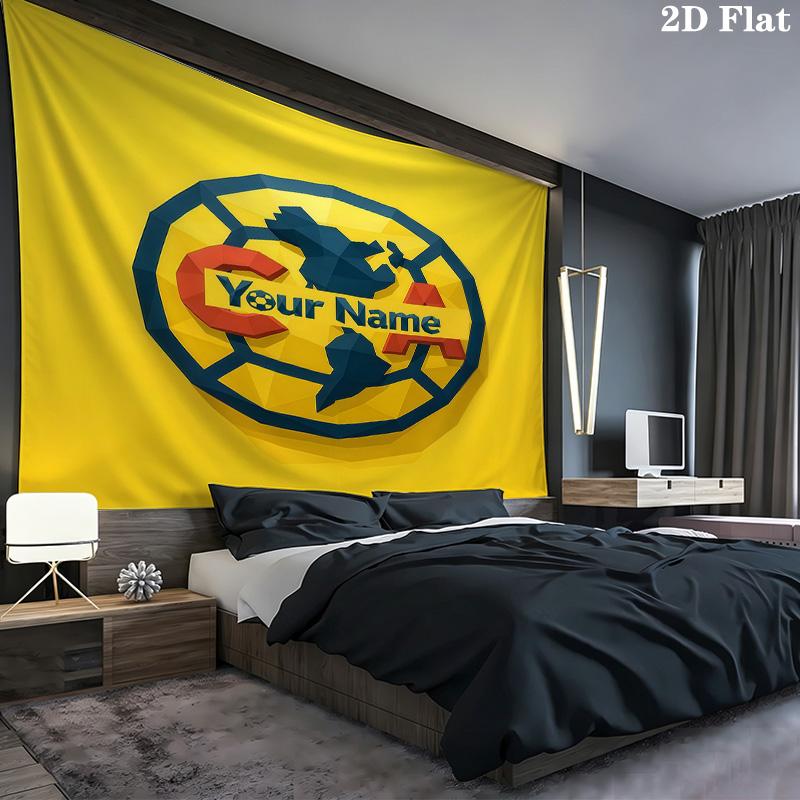 Club America Custom Name Wall Tapestry Aesthetic Wall Hanging Printed Fabric Blanket Decorative Tapestries For Bedroom Living Room Home Decor