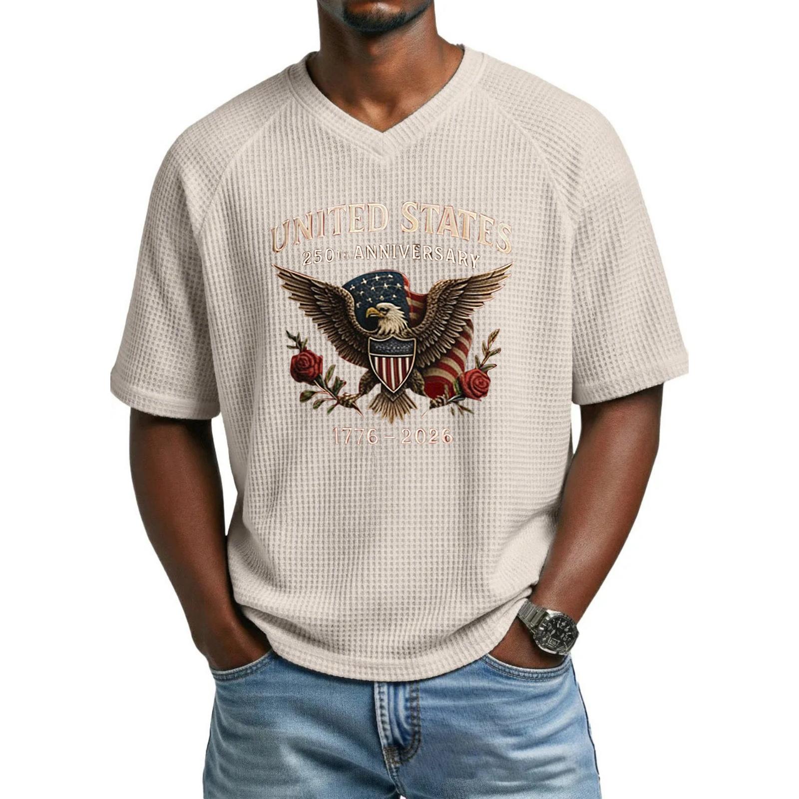 Men s loose and casual patterned letter print T-shirt short-sleeved top L бежевый