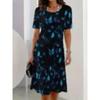 Summer Short Sleeved Dress 3D Floral Print Retro Dress Bohemian Dress Plus Size