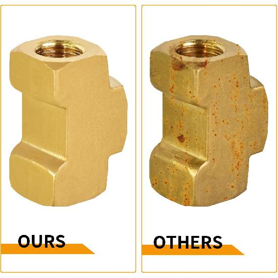 MuHize Raccordo a T per Tubo Freno 4 Pezzi - Tubo da 3/16" x 3/8"-24 UNF | Connettore a T in Ottone SAE/DOT per Sistemi a Doppio Svaso | Raccordo a 3 Vie a Prova di Perdita per