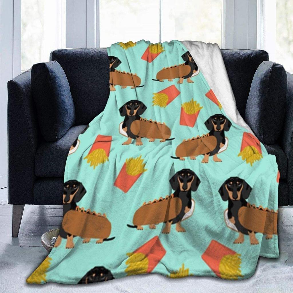 Dachshund Cartoon Animation Digitalprinted Polyester Bedroom Velvet Flannel Cover Blanket Fleece Soft Cover Blankets for Beds
