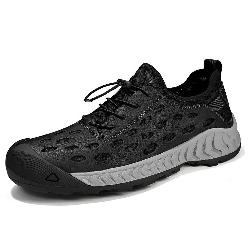 

Popular hole shoes men s summer new breathable mesh shoes one pedal hollow soft sole bag head casual men s shoes 46