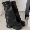 Black British style small man thick-soled heightening Martin boots women's 2025 new autumn thin two-wear pants tube boots