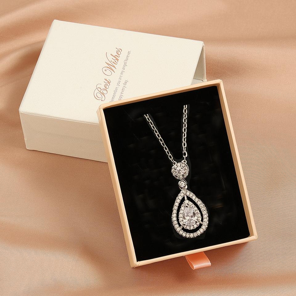 

ZAKOL Простое геометрическое ожерелье с подвеской из белого циркона для женщин, медно-цветное, свадебная вечеринка, циркон, подарок, с коробкой