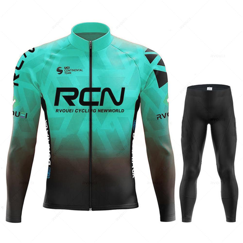 Team Autumn Cycling Jersey Bib Pants Set Ropa Ciclismo Bicycle MTB Clothing Road Bike Suit Men Long Sleeve Bicicleta Set