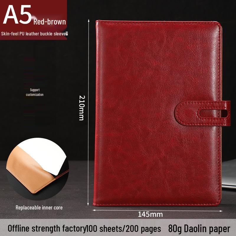 Faux Leather Buckle Cover Notebook - Business Meeting Minutes Organizer A5 (14.5*21cm)