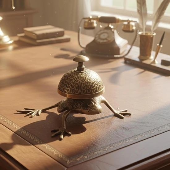 Frog Desk Bell Handcrafted Brass Call Bell Antique Style Office Table Decor Home Decor