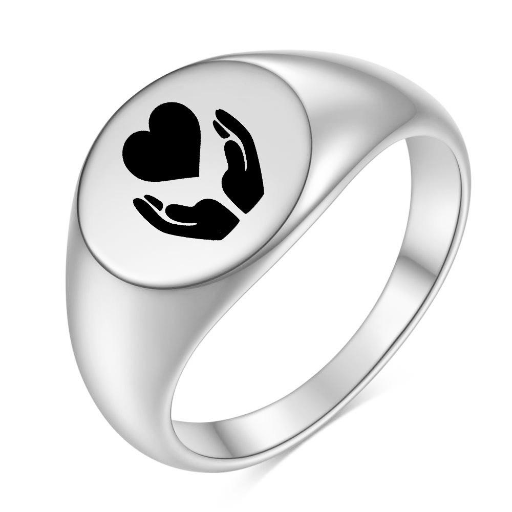 Creative Stainless Steel 12MM/22MM Smooth Laser-Engraved Couple Rings Size 8