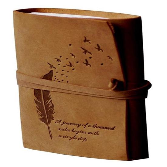 Leather Diary Embossed Handmade Leather Bound Diary Cum Notepad for Men and Women Plain Paper 240 Pages Perfect for Travel Diary 17.78 X 12.7 Cm