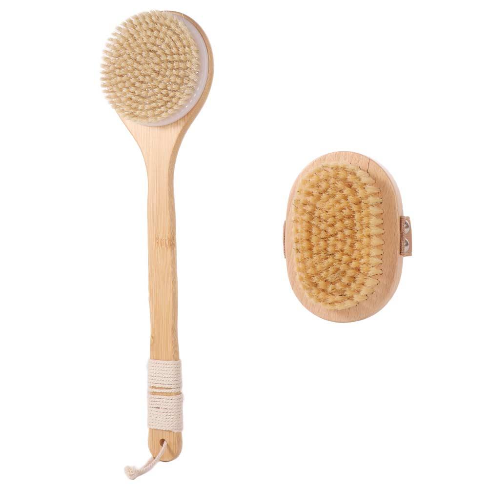 Anti-slip Back Scrubber Long Handle Scrubbing Brush Durable Bamboo Bath Brush  Remove Dead Skin