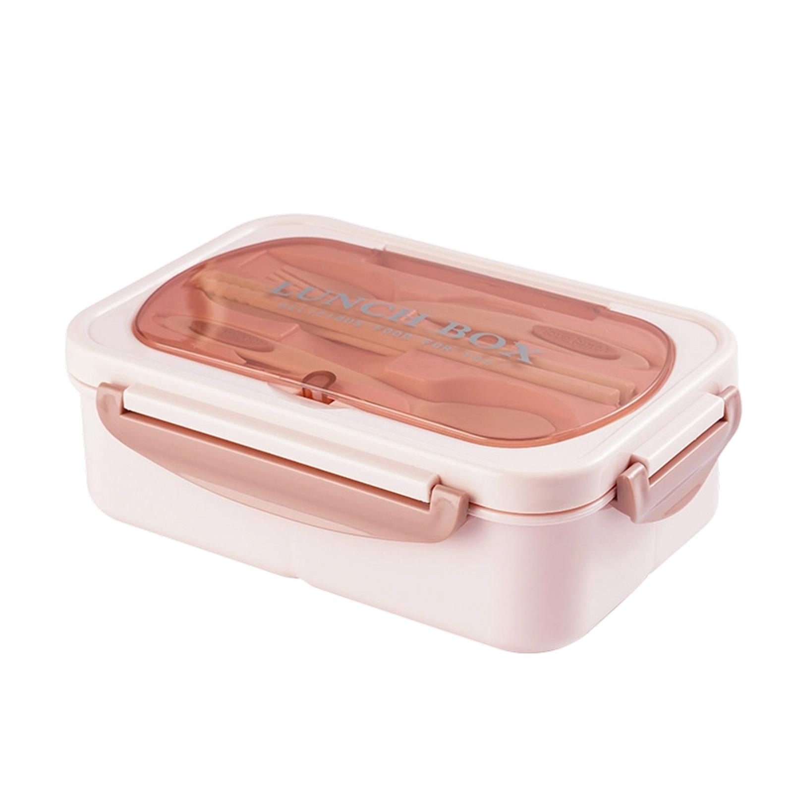 

Bento Box, 1200 ML Lunch Containers, LeakProof Lunch Box With Utensils, 3 Compartment Bento Box Microwave Safe One Size рожевий