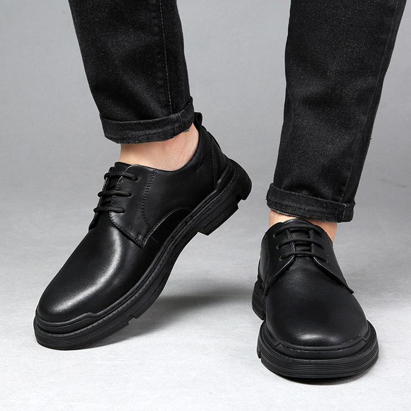 2025 Autumn and Winter Leather Shoes Men's Casual British Martin Boots Men's Genuine Leather Korean Version Trendy Tooling Shoes Low-top Men's Shoes