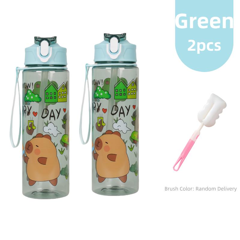 800ML Kids Water Sippy Cup Creative Cartoon Cup with Straws Leakproof Water Bottle Outdoor Portable Children's Plastic Water Cup