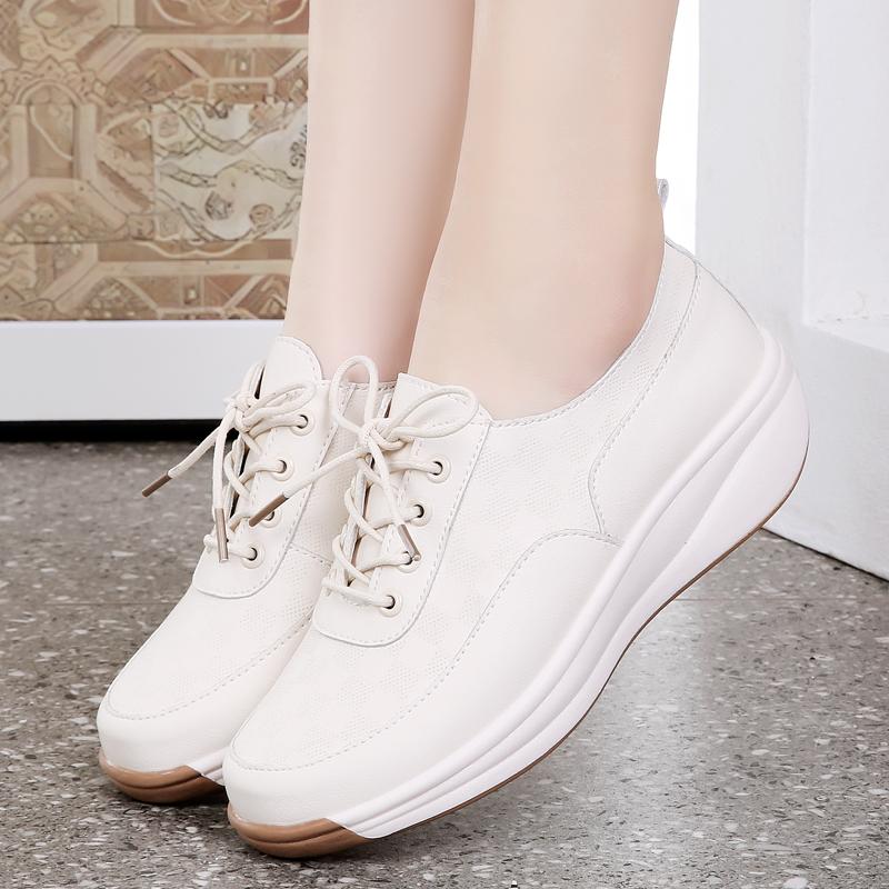 Summer Microfiber Emboss Wedges Lace Up Women's Flats Plus Size Outsole Sneakers Shoes