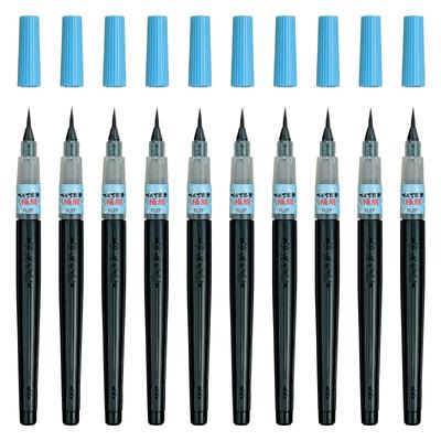 Pentel Štetcový fix Pentel Štetcový Extra Jemný Čierny 10 Kusov XFL2F(10)