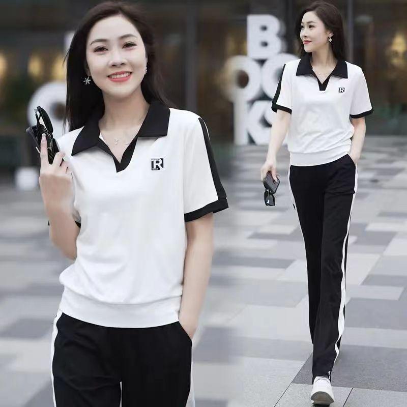 

Комплект женской спортивной одежды в корейском стиле с воротником поло, повседневный, летний 2025: Модный, Молодежный, Короткорукавный Костюм-Двойка 2XL (for 130-150 lbs) армия зеленый