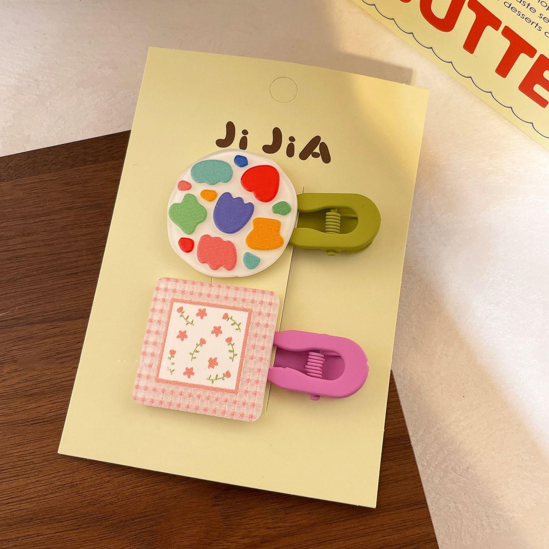 

Геометрическая цветная заколка для волос, детская доска для рисования граффити, заколка для волос с изображением мультяшного кролика, симпатичная заколка для маленьких девочек