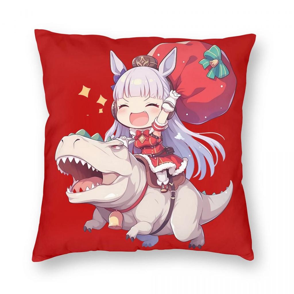 Gold Ship Christmas Pillowcase Double-sided Printing Cushion Cover Decorative Uma Musume Anime Throw Pillow Case Cover