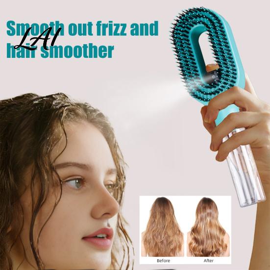Scalp Massage Brush Heart Shape Spray Hair Brush Frizz Control Portable Detangling Comb 55ML Refillable Misting for Dry Flyaway & Tangled Smoothing