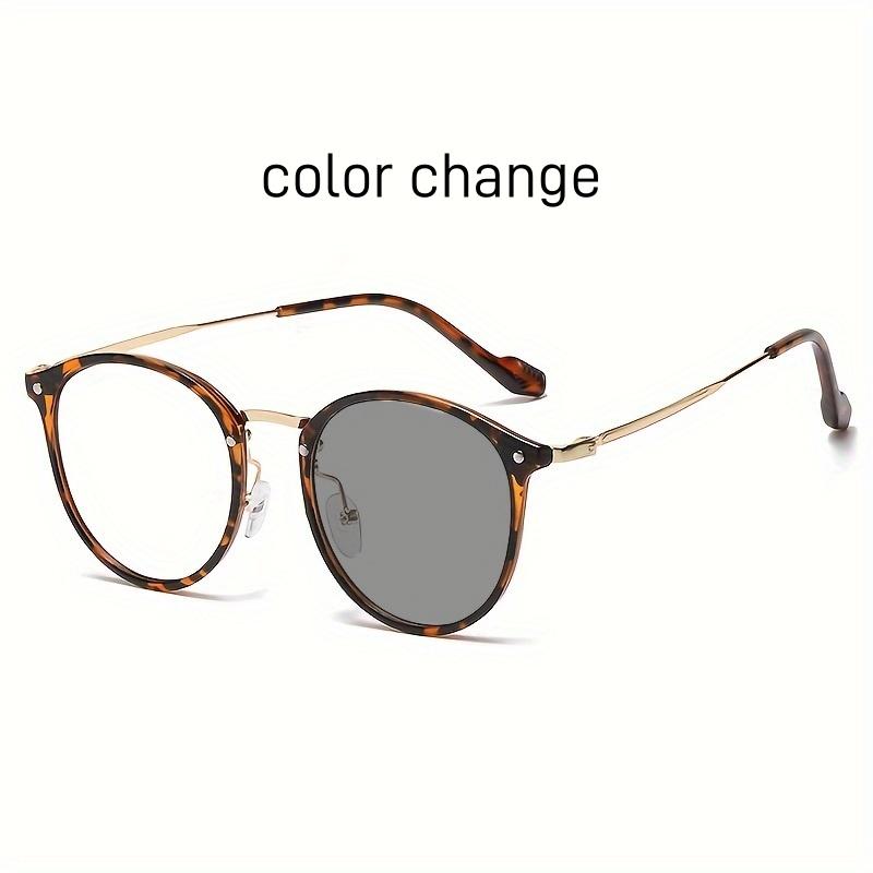 Trendy Women Ultra Light Anti Blue Light Glasses Metal Frame Dual Use Color Changing For Work And Leisure